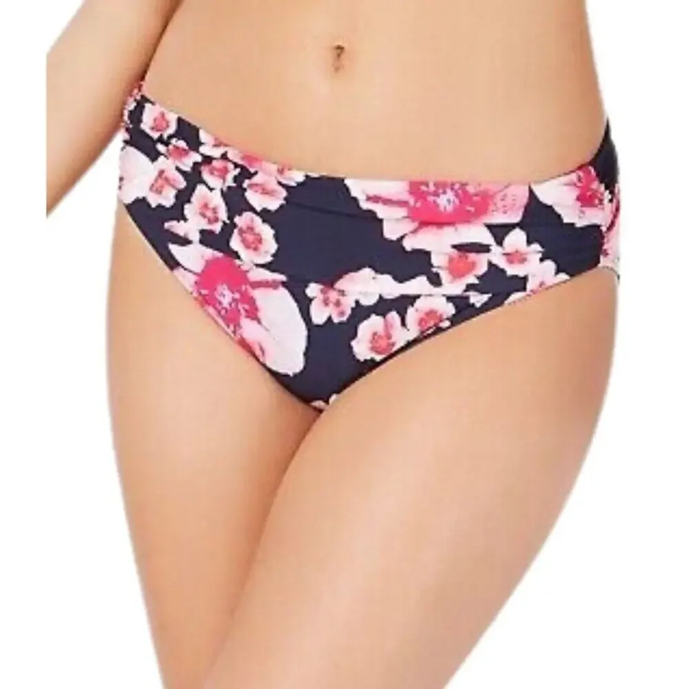 DKNY Women's Navy Floral Tankini Swimsuit Matching Set | XS